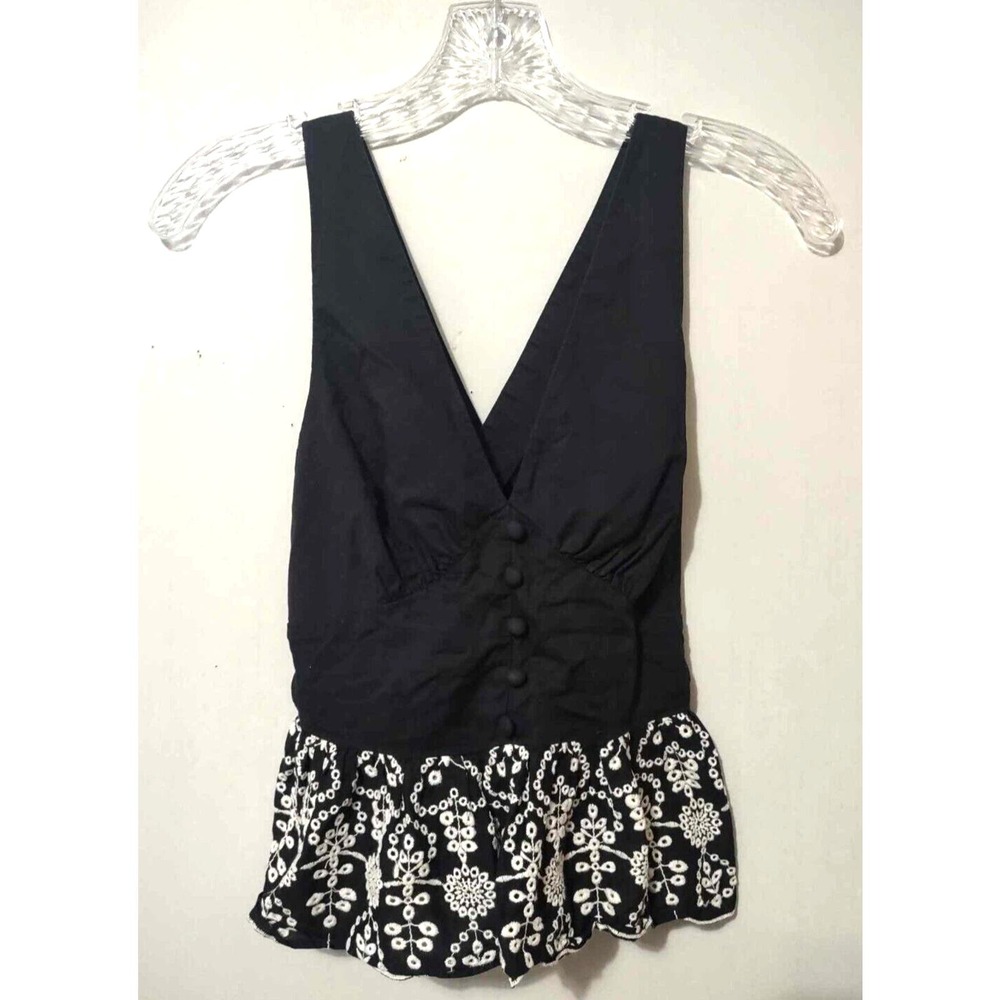 Express Black & White Eyelet Crop Tank Size XS